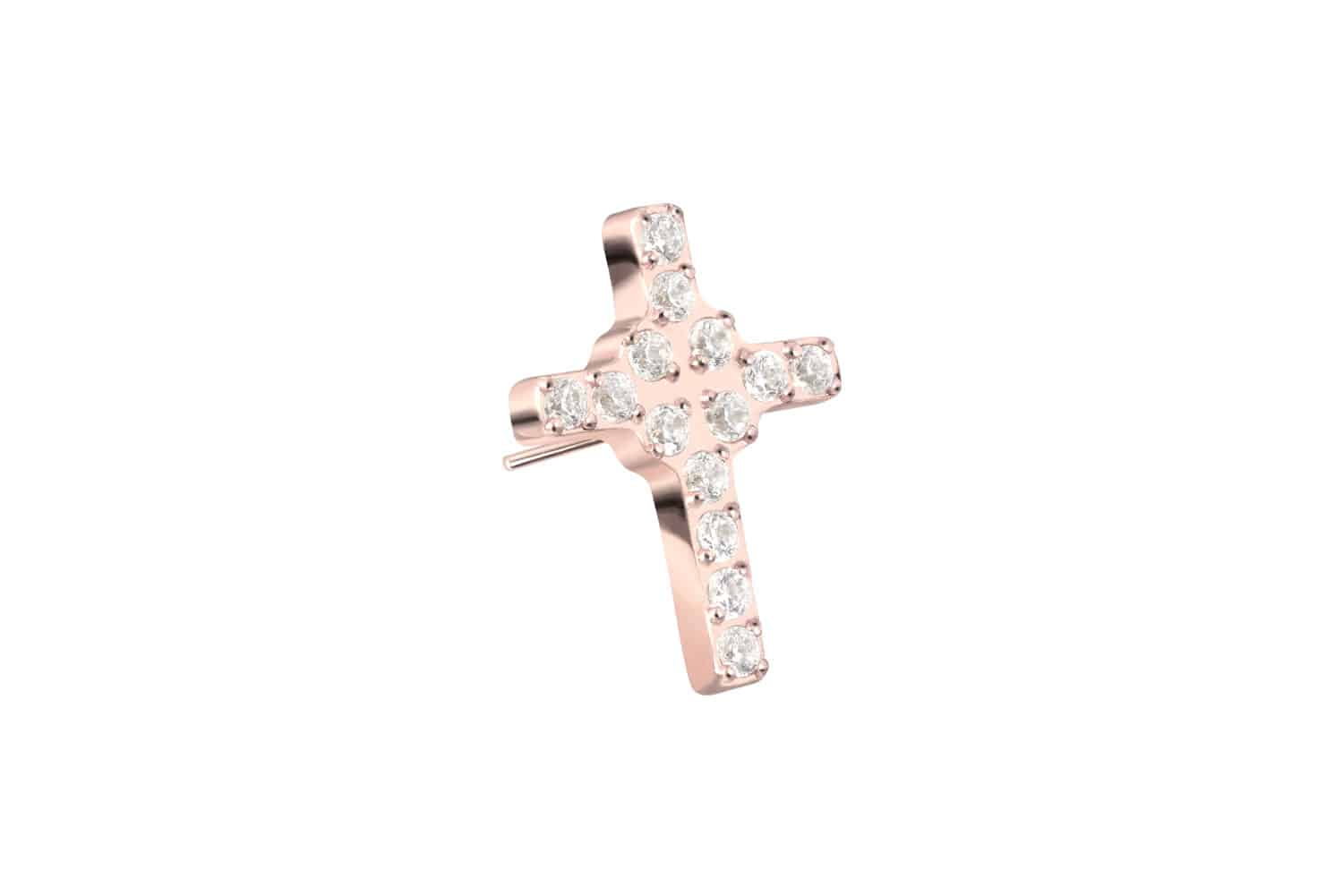 Titan Aufsatz mit Push Pin KRISTALLKREUZ von Piercingline